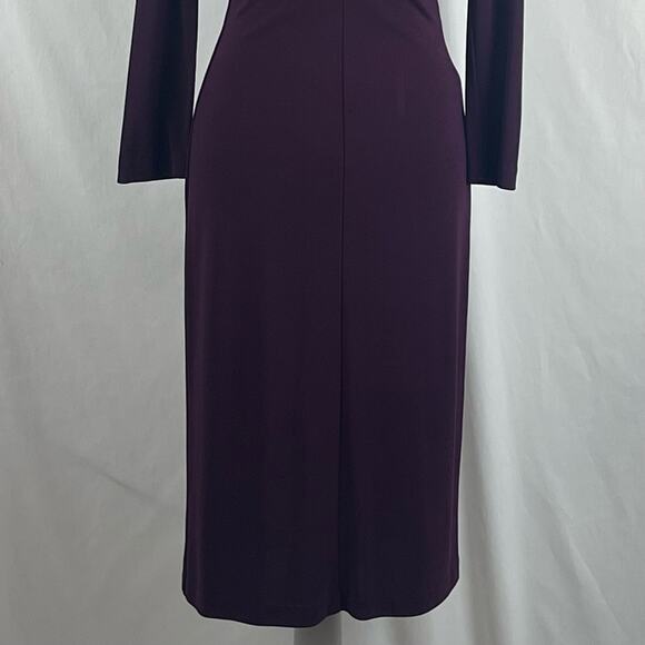 Anthropologie Nicole Miller Burgundy Minimalist Feminine Midi Dress NWOT Size 6 - Picture 4 of 12